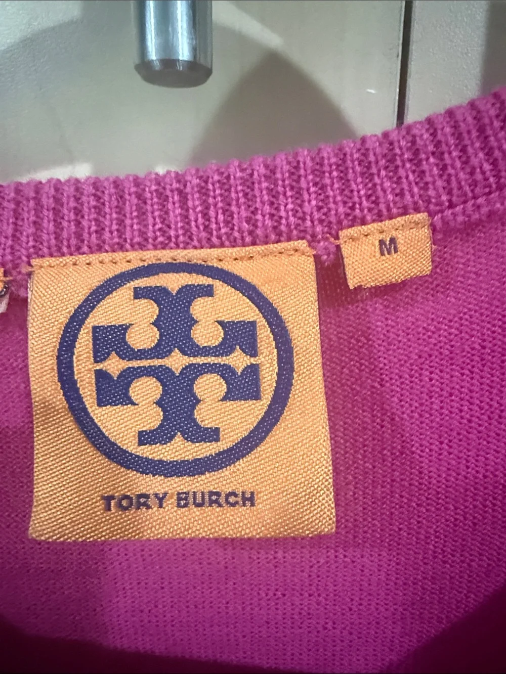 Tory Burch Jeweled Fuchsia Crewneck Cardigan